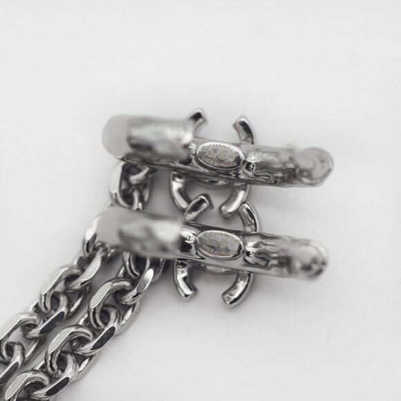 CHANEL Mini Hoop Strass CC Chain Link Ear Cuff Earrings - Picture 8 of 8